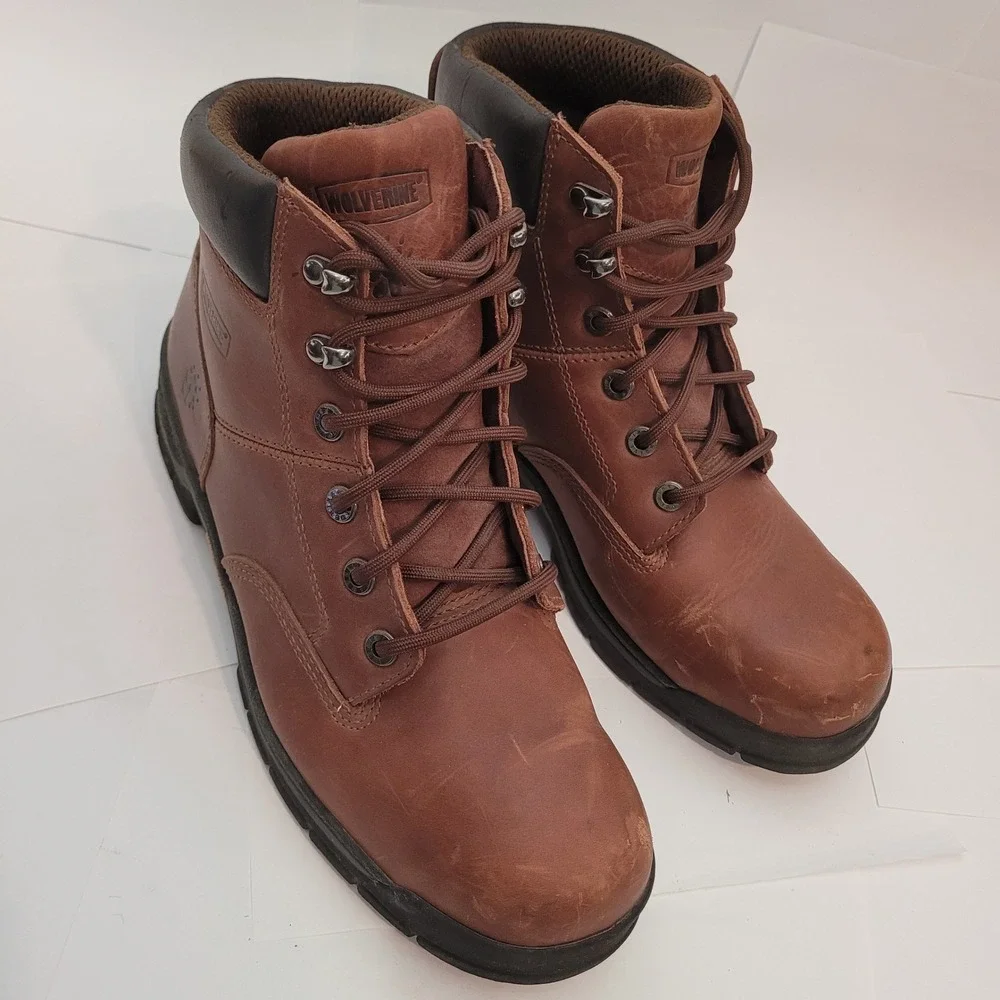 Wolverine Work Boots Mens Brown Leather Lace Up Ankle W08906‎ Size 10.5 M